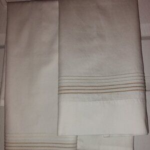 DEA MILANO 100% EGYPTIAN COTTON SATEEN QUEEN CASES IVORY 6-LINE EMBROIDERY